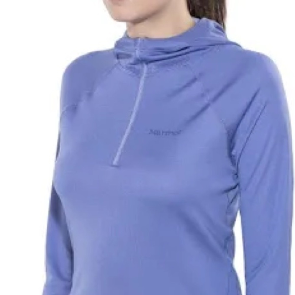 Marmot women’s lightweight pullover periwinkle in color